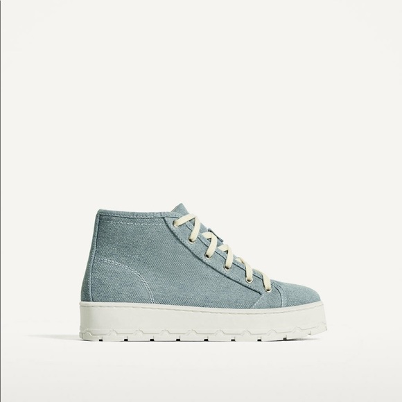 LAST🔥Zara Fabric Flatform Blue Ankle Boot Sneaker - Picture 4 of 5